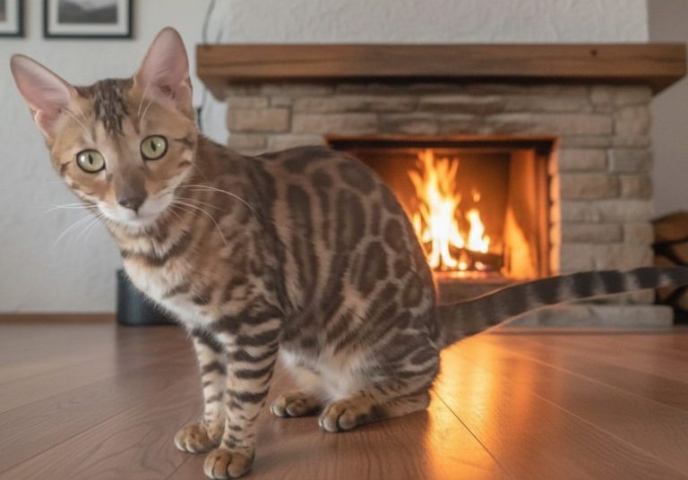 Zafera, frente a una chimenea encendida en un ambiente acogedor.