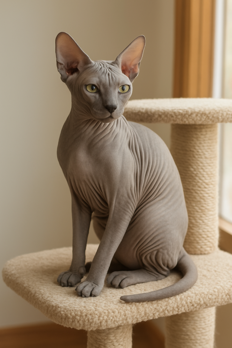 gato reproductor en rascador