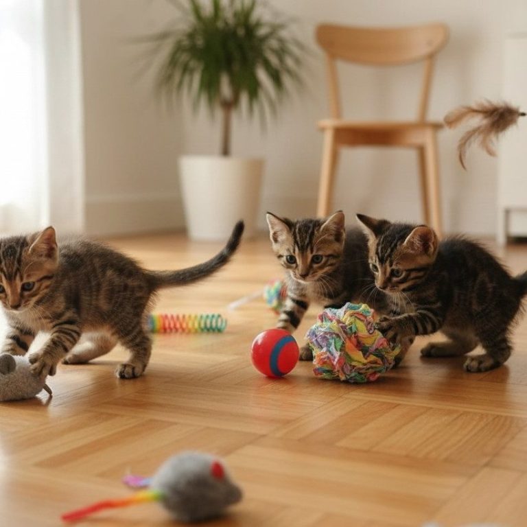 Tres preciosos gatitos bengalí jugando