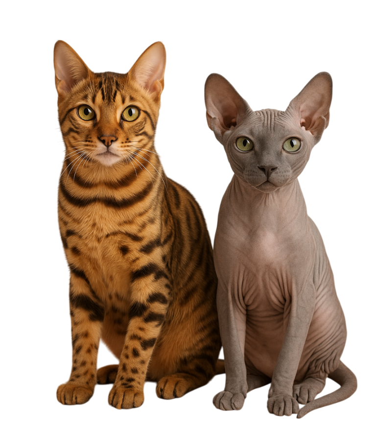 gatos bengalí y sphynx